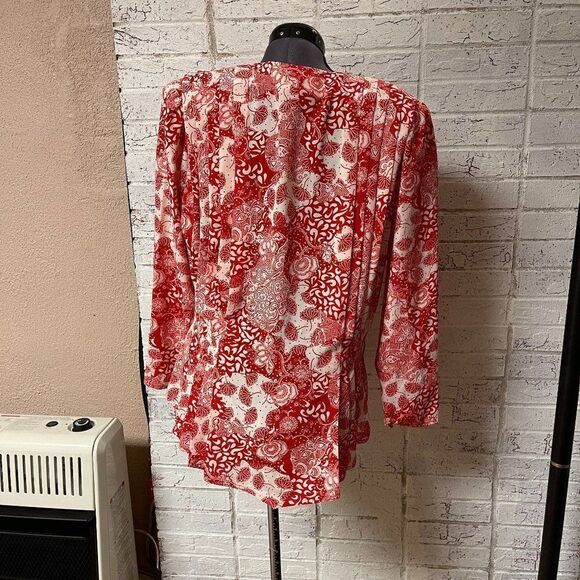 Vintage Argenti Boutique Red/White Pleated Blouse - Picture 7 of 12